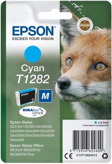 Epson inktcartridge T1282, 175 pagina&#039;s, OEM C13T12824012, cyaan