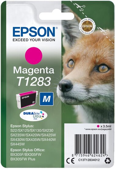 Epson inktcartridge T1283, 140 pagina&#039;s, OEM C13T12834012, magenta