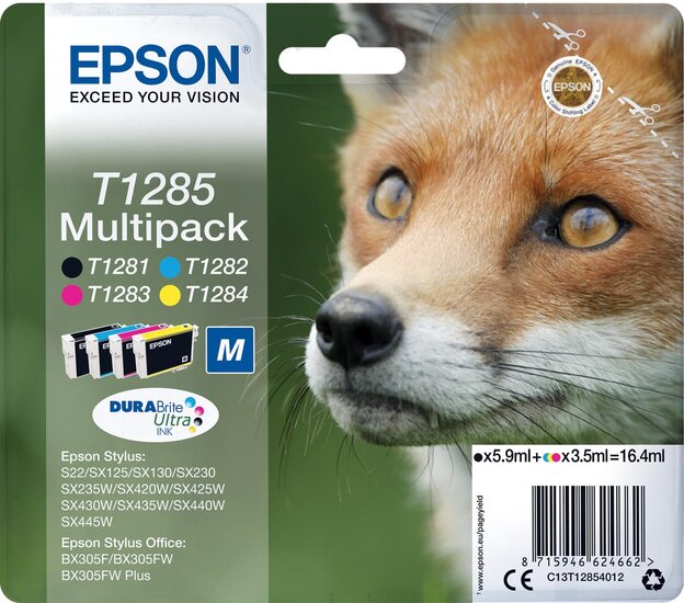 Epson inktcartridge T1285, 140-225 pagina&#039;s, OEM C13T12854012, 4 kleuren