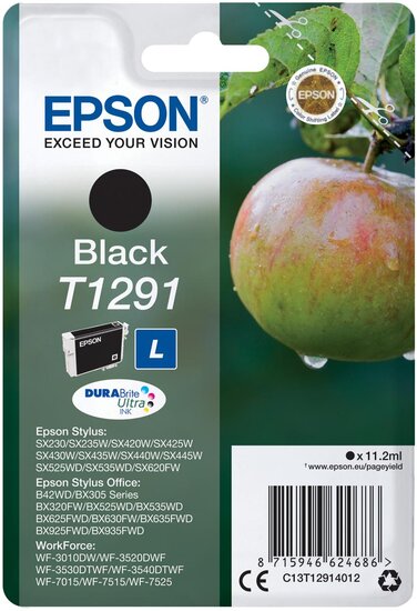 Epson inktcartridge T1291, 380 pagina&#039;s, OEM C13T12914012, zwart