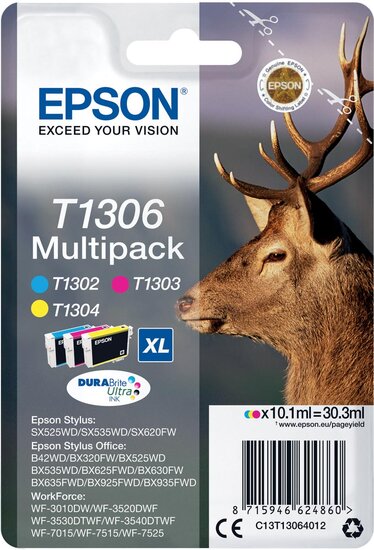 Epson inktcartridge T1306, 600-1.005 pagina&#039;s, OEM C13T13064012, 3 kleuren