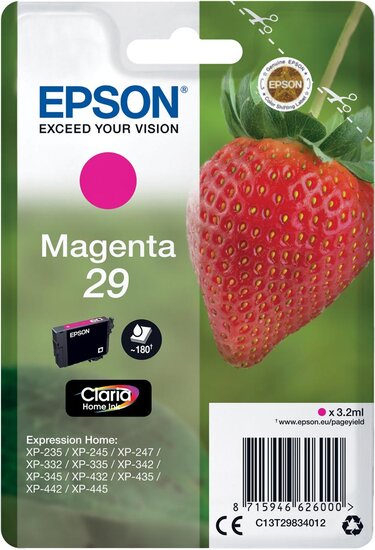 Epson inktcartridge 29, 180 pagina&#039;s, OEM C13T29834012, magenta