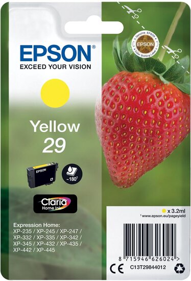 Epson inktcartridge 29, 180 pagina&#039;s, OEM C13T29844012, geel