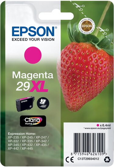 Epson inktcartridge 29XL, 450 pagina&#039;s, OEM C13T29934012, magenta