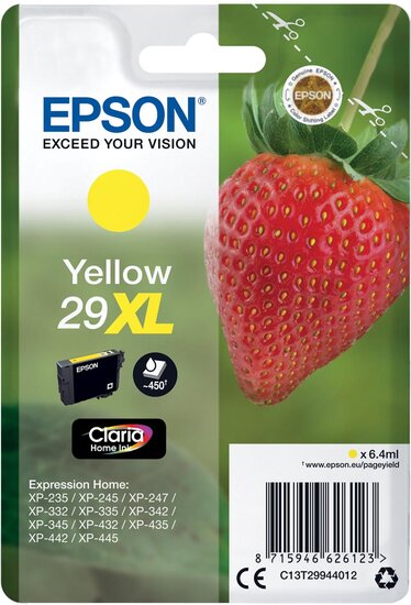 Epson inktcartridge 29XL, 450 pagina&#039;s, OEM C13T29944012, geel