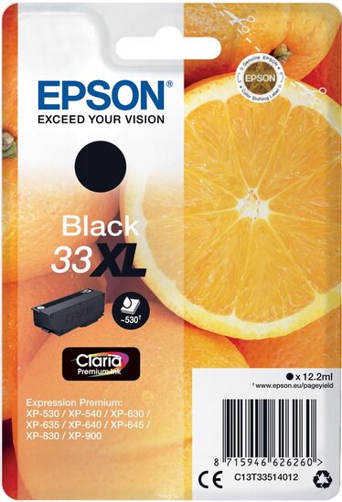 Epson inktcartridge 33XL, 530 pagina&#039;s, OEM C13T33514012, zwart