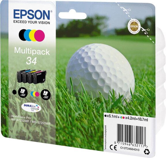 Epson inktcartridge 34, 300 - 350 pagina&#039;s, OEM C13T34664010, 4 kleuren