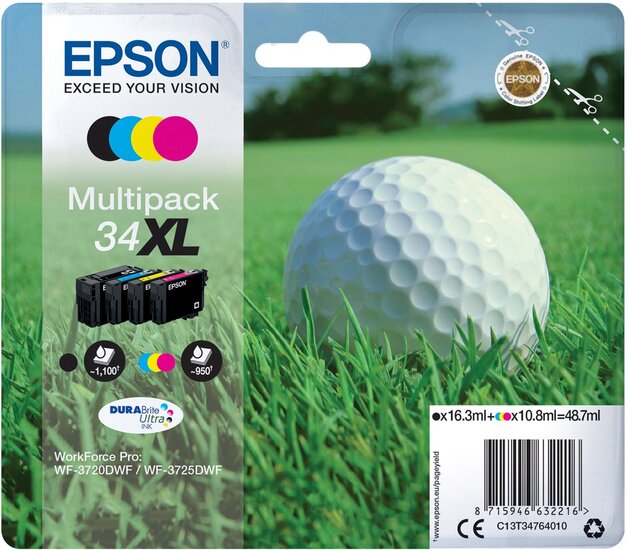 Epson inktcartridge 34XL, 950 pagina&#039;s, OEM C13T34764010, 4 kleuren