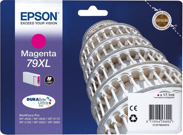 Epson inktcartridge 79XL, 2.000 pagina&#039;s, OEM C13T79034010, magenta