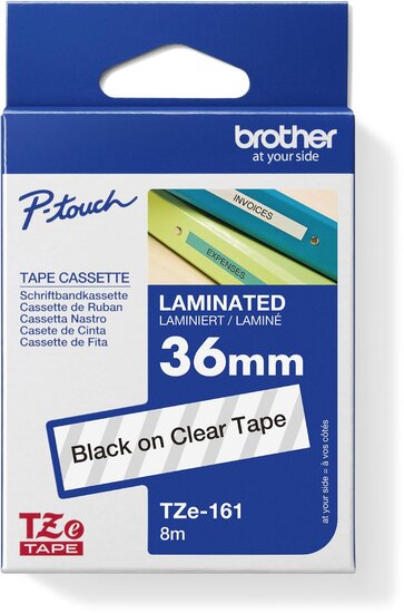 Brother TZe tape voor P-Touch 36 mm, zwart op transparant