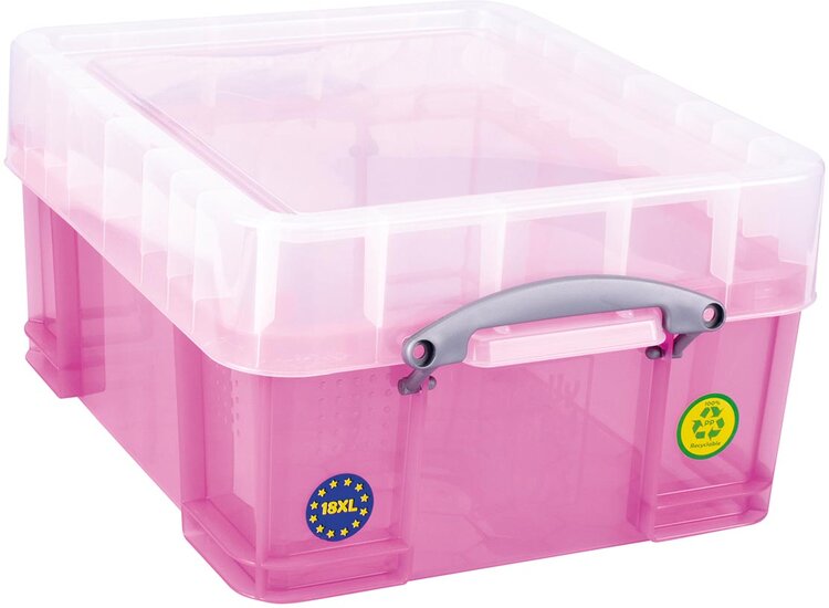 Really Useful Box opbergdoos 18 liter XL, transparant roze