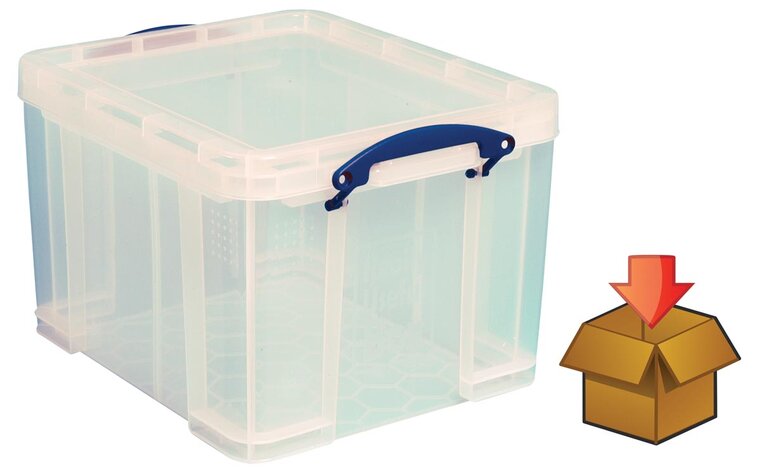 Really Useful Box 35 liter, transparant, per stuk verpakt in karton