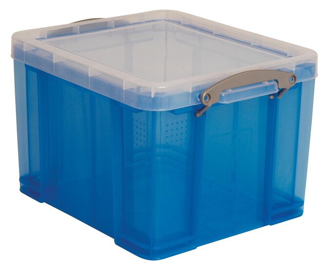 Really Useful Box opbergdoos 35 liter, transparant, blauw