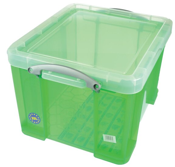 Really Useful Box opbergdoos 35 liter, transparant groen