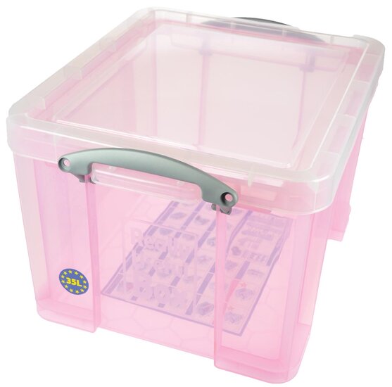 Really Useful Box opbergdoos 35 liter, transparant roze