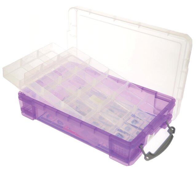 Really Useful Box opbergdoos 4 liter met 2 dividers, transparant paars