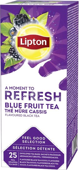 Lipton thee Feel Good Selection, zwarte thee blauwe bes &amp; bramen, doos van 25 zakjes