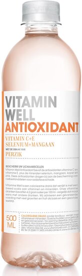 Vitamin Well vitaminewater Peach, flesje van 0,5 L, pak van 12