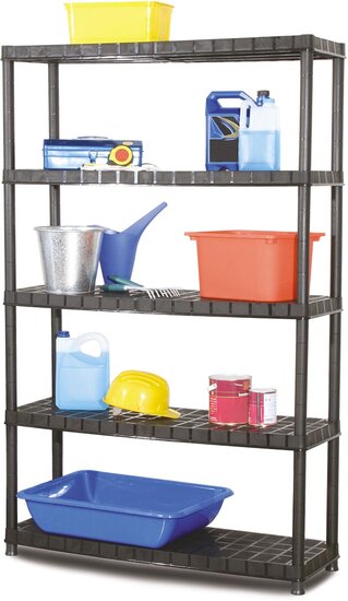 Practo rek Plasti Rack 120, 185 x 120 x 40 cm, 5 legborden, zwart