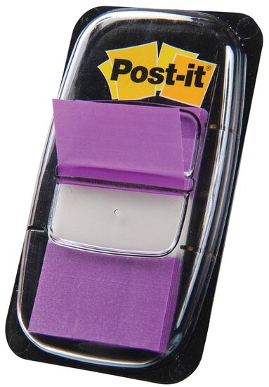 Post-it index standaard, ft 24,4 x 43,2 mm, houder met 50 tabs, paars