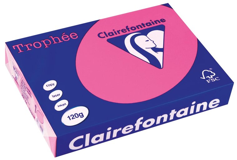 Clairefontaine Troph&eacute;e Pastel, gekleurd papier, A4, 120 g, 250 vel, felroze