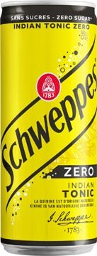 Schweppes Indian Tonic Zero frisdrank, blikje van 33 cl, pak van 24 stuks