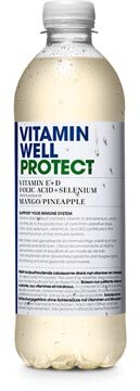 Vitamin Well vitaminewater Protect (Mango &amp; Ananas), flesje van 0,5 L, pak van 12