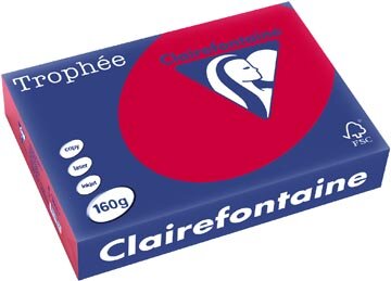 Clairefontaine Troph&eacute;e Intens, gekleurd papier, A4, 160 g, 250 vel, kersenrood