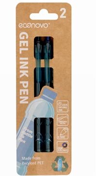 Econovo gelroller, 0,7 mm, blister van 2 stuks, zwart-blauw