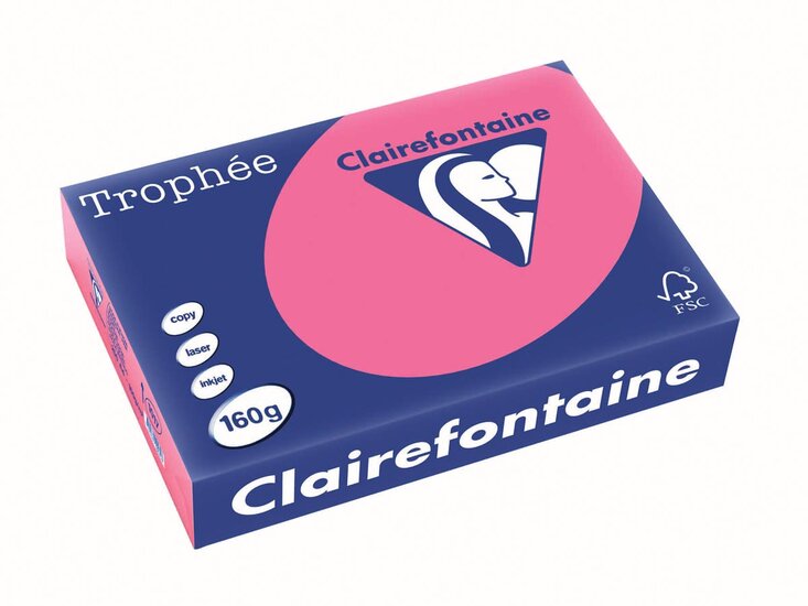 Clairefontaine Troph&eacute;e Intens, gekleurd papier, A4, 160 g, 250 vel, fuchsia