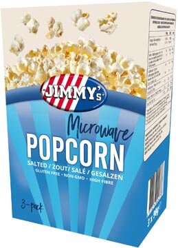 Jimmy&#039;s Popcorn Microwave, zout, doos van 3 x 90 g