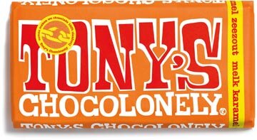 Tony&#039;s Chocolonely chocoladereep, 180g, karamel zeezout