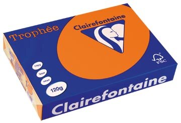 Clairefontaine Troph&eacute;e Intens, gekleurd papier, A4, 120 g, 250 vel, feloranje