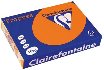 Clairefontaine Troph&eacute;e Intens, gekleurd papier, A4, 160 g, 250 vel, feloranje