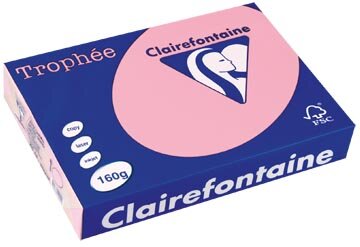 Clairefontaine Troph&eacute;e Pastel, gekleurd papier, A4, 160 g, 250 vel, roze