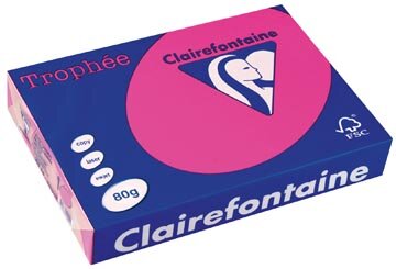 Clairefontaine Troph&eacute;e Intens, gekleurd papier, A4, 80 g, 500 vel, fluo roze