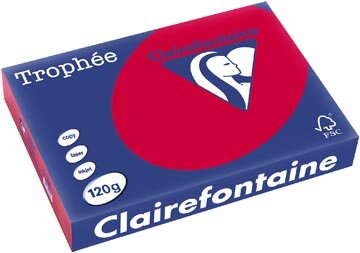 Clairefontaine Troph&eacute;e Intens, gekleurd papier, A4, 120 g, 250 vel, kersenrood