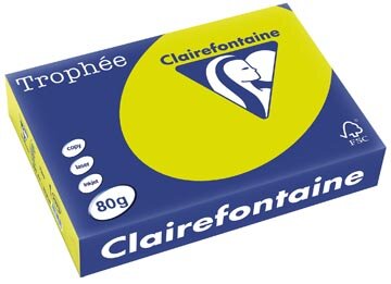 Clairefontaine Troph&eacute;e Intens, gekleurd papier, A4, 80 g, 500 vel, fluo groen