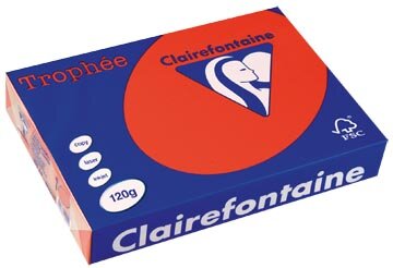 Clairefontaine Troph&eacute;e Intens, gekleurd papier, A4, 120 g, 250 vel, koraalrood