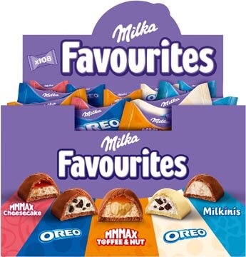 Milka Favourites chocolade, doos van 106 stuks (1 kg)