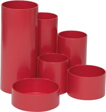 MAULtubo pennenbak, 6 vaks, &Oslash; 15 x 12,5 cm, voor 85% uit gerecycleerd PS, rood