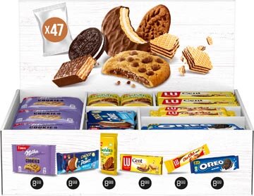 Assortiment koeken van Milka, Oreo en Lu, doos van 47 stuks, mix