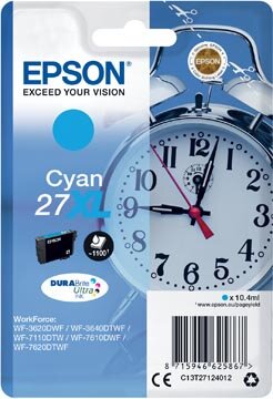 Epson inktcartridge 27XL, 1.100 pagina&#039;s, OEM C13T27124012, cyaan