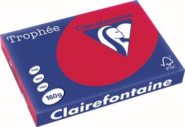 Clairefontaine Troph&eacute;e Intens, gekleurd papier, A3, 160 g, 250 vel, kersenrood