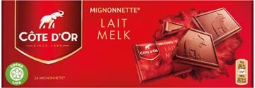 C&ocirc;te d&#039;Or Mignonnettes chocolade, melk, 10 g, doos van 24 stuks, apart verpakt