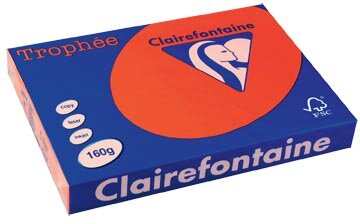 Clairefontaine Troph&eacute;e Intens, gekleurd papier, A3, 160 g, 250 vel, koraalrood