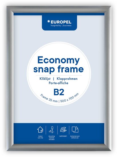 Europel clicklijst Economy, lijst 25 mm, ft B2, zilver