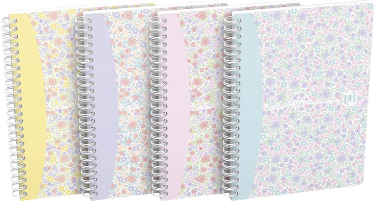 Oxford Floral hardcover spiraalschrift, ft A5, 60 vel, gelijnd, 3 geassorteerde designs