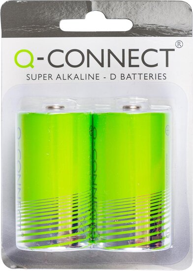 Q-CONNECT batterij, alkaline, D, blister van 2 stuks