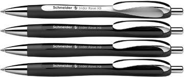 Schneider balpen Slider Rave, extra breed, blauwe inkt, zwart, doos van 3 + 1 gratis